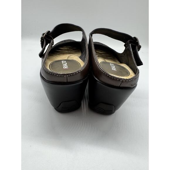 Rialto Brown Mary Jane Wedges Size 7.5 Perforated Chunky Y2K Preppy Twee - Picture 8 of 11